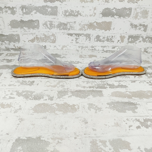 Schutz Alicina Slide in Bright Tangerine Orange Silver Crystal Sandal E205 - Picture 7 of 14